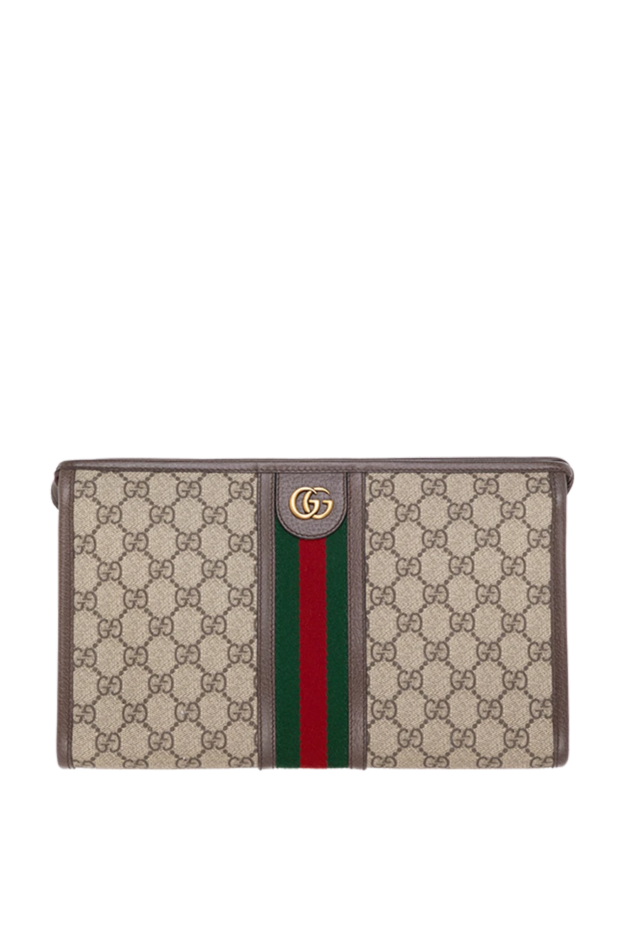 Gucci Ophidia clutch with GG symbol brown - branded Web stripe on the visor. 100% cotton. W 28.5 x H 18 x D 9 cm. Closure: zipper. Internal zip pocket. Country of manufacture: Italy. Care: specialized cleaning - photo 1