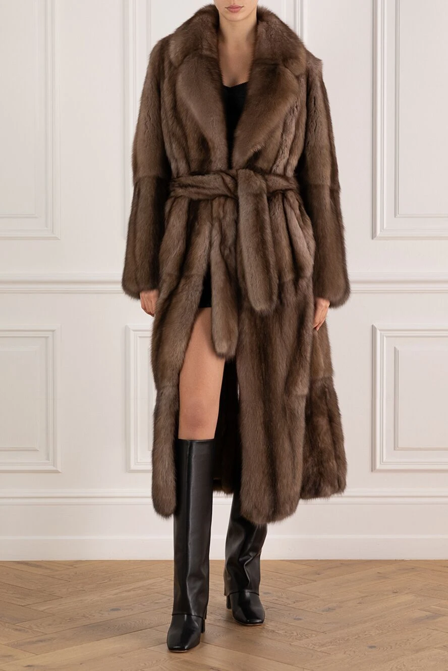 Giorgio Magnani Long sable fur coat for women brown