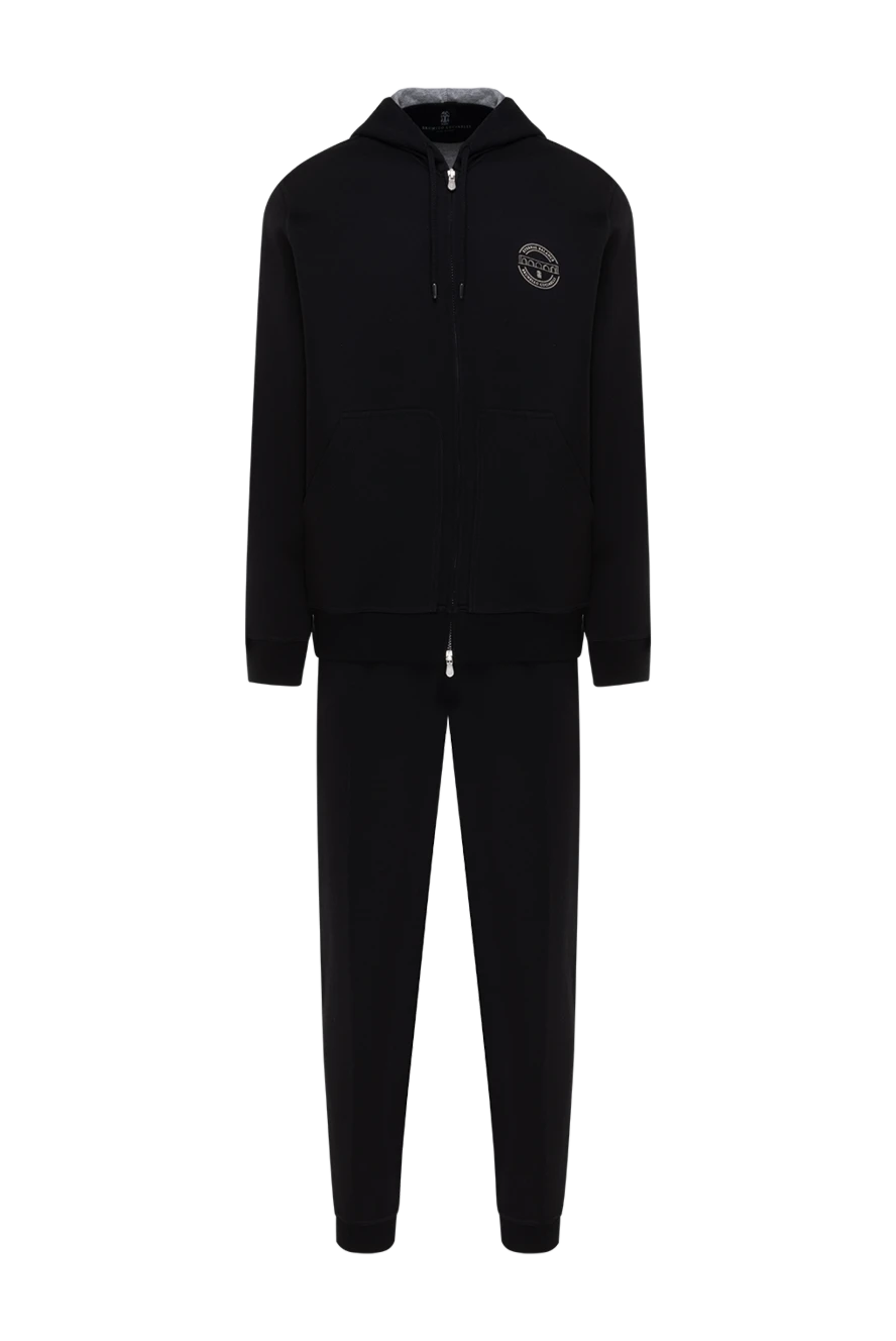 Brunello Cucinelli Black tracksuit with hood and logo - brand logo. hood. 64% cotton, 26% nylon, 6% cashmere, 4% silk. Closure: zipper. two side pockets. Country of manufacture: Italy. Care: specialized cleaning - photo 1