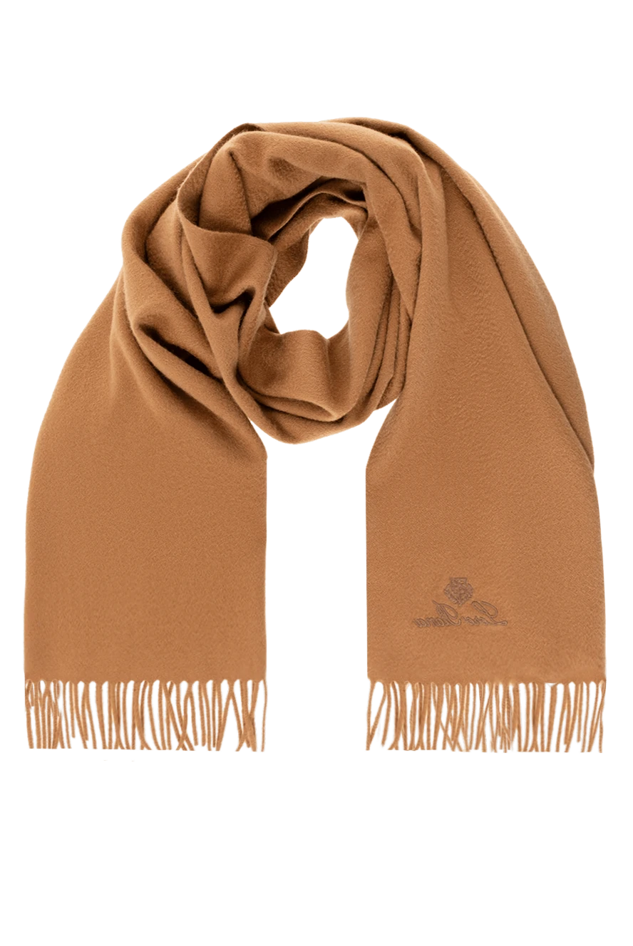 Loro Piana Men's brown cashmere scarf with fringe - brand logo, fringe. 100% cashmere. Country of manufacture: Italy. Care: specialized cleaning - photo 1