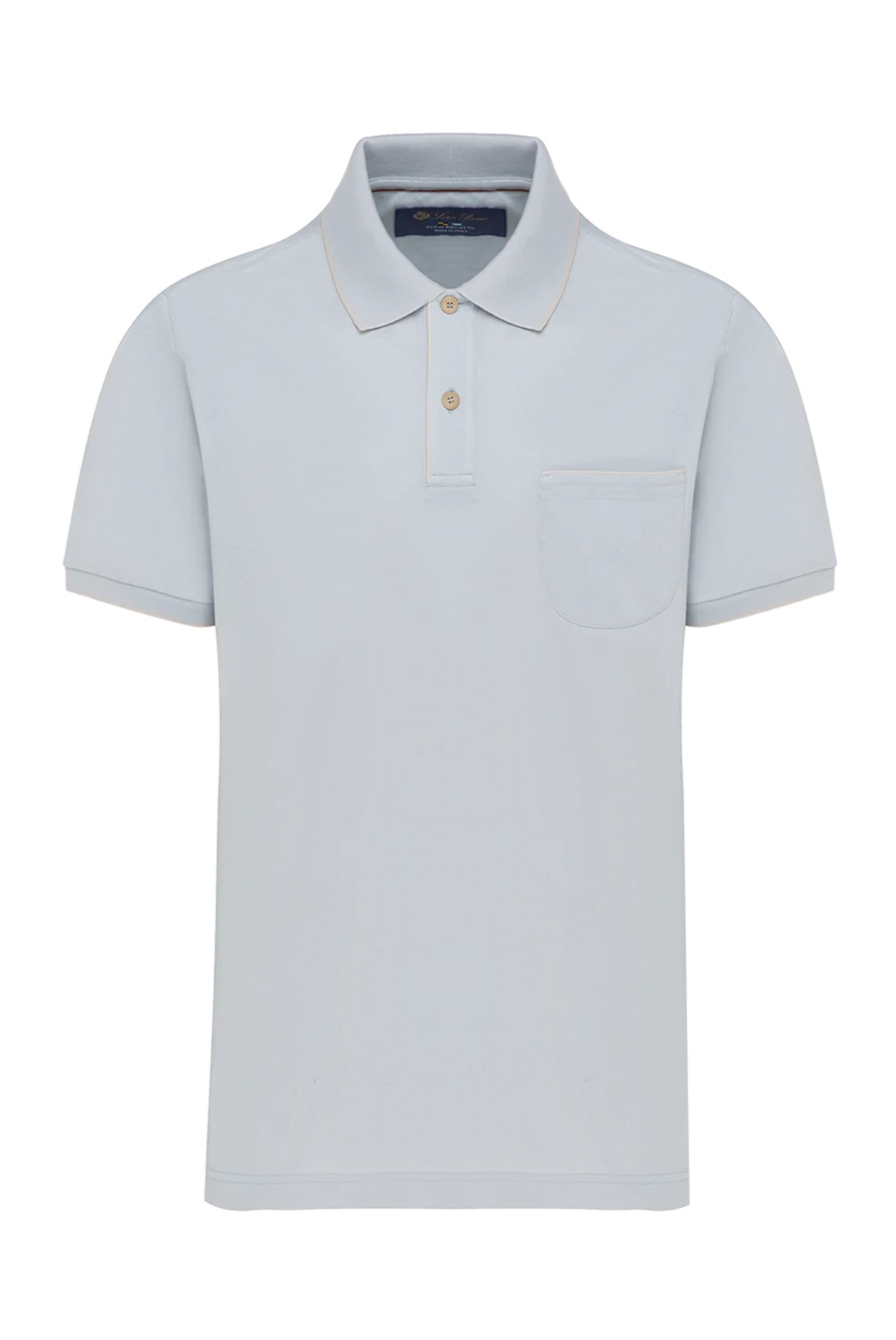 Loro Piana Men's blue cotton polo with pocket - 96% cotton, 4% silk. one chest pocket. Country of manufacture: Italy. Care: specialized cleaning - photo 1