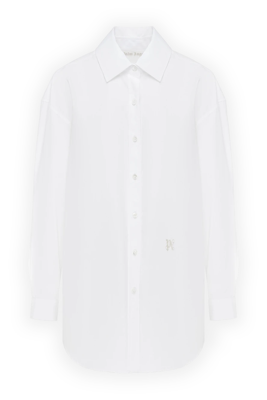 Palm Angels Women's white cotton shirt with logo - brand logo. 100% cotton. Closure: buttons. Country of manufacture: Italy. Care: specialized cleaning - photo 1