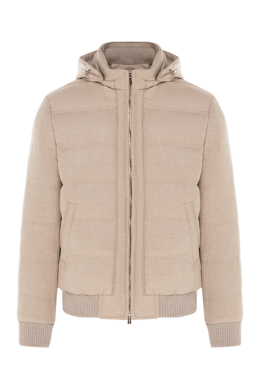 Enrico Mandelli Men's beige wool jacket with hood - hood. 95% wool, 5% cashmere. Closure: zipper. side pockets. Country of manufacture: Italy. Care: specialized cleaning - photo 1