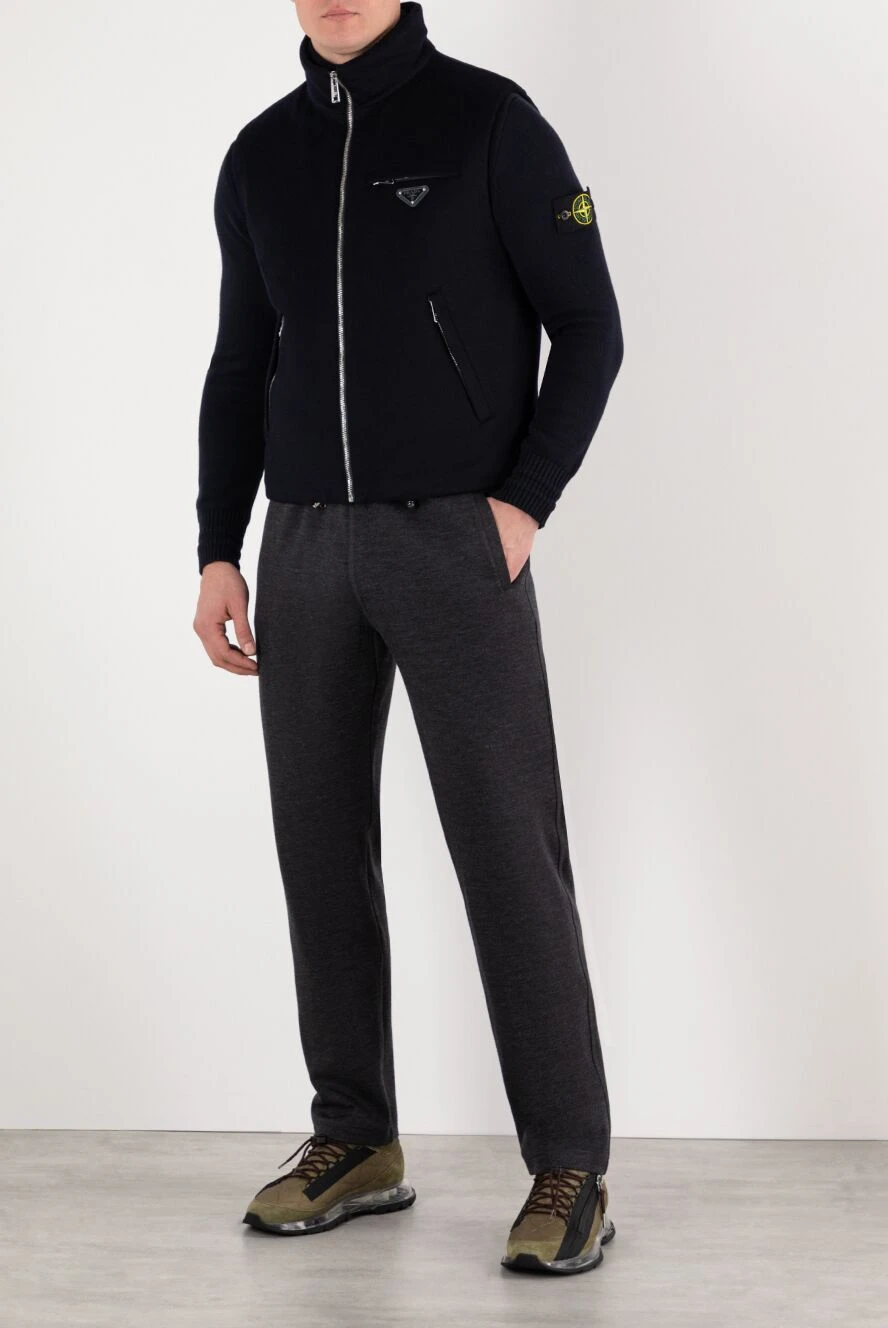 Prada men's blue vest with zipper and pocket 185375 — Men parks