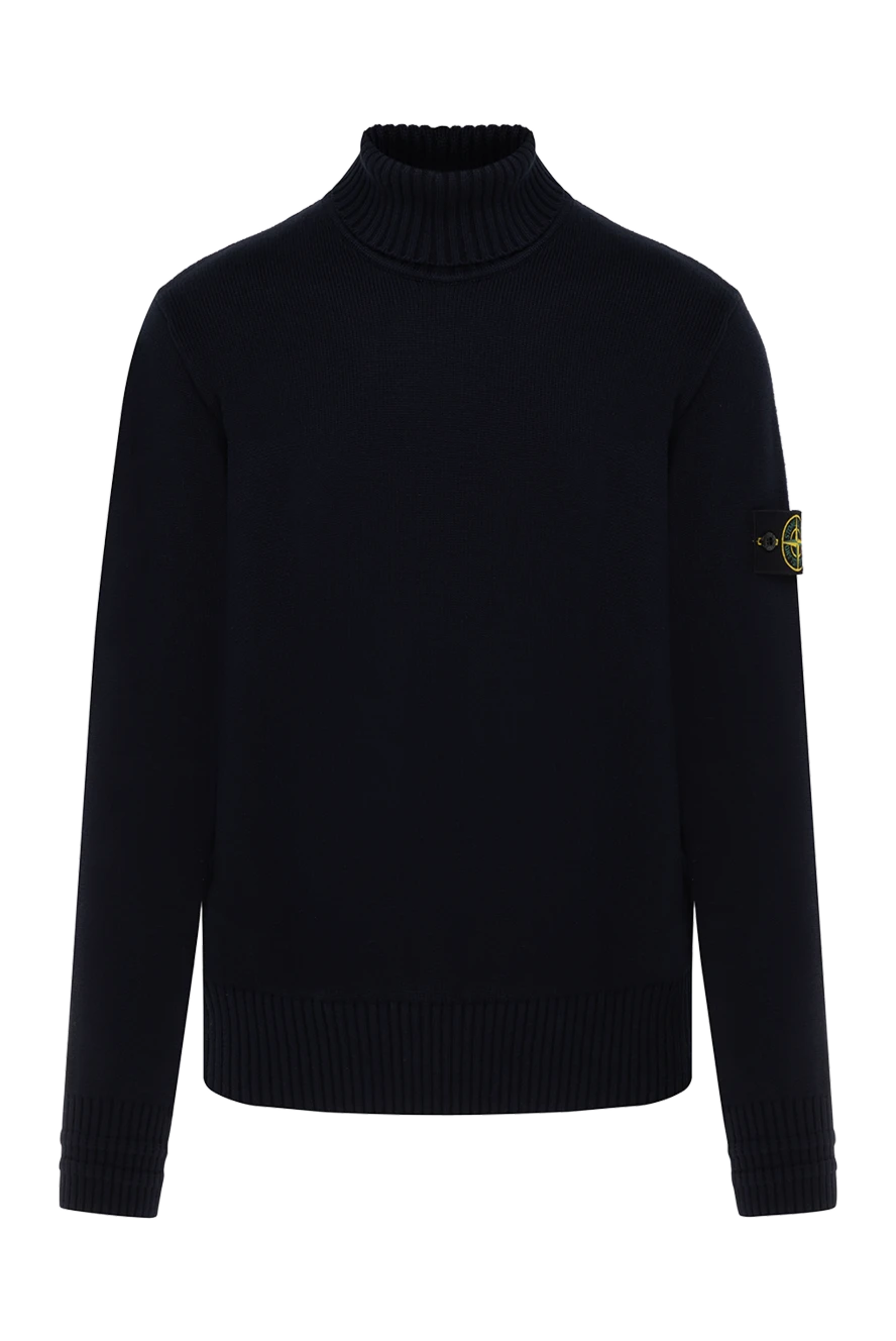 Stone Island Гольф мужской черный с логотипом - логотип бренда на рукаве. 100% шерсть. Страна производитель: Италия. Уход: специализированная чистка - фото 1