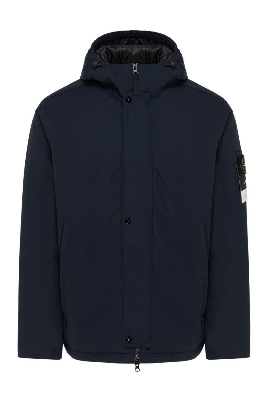 Stone Island Мужская куртка синяя с капюшоном - логотип бренда. капюшон. 100% полиэстерд. пуговицы, кнопки. два боковых кармана. Страна производитель: Италия. Уход: специализированная чистка - фото 1