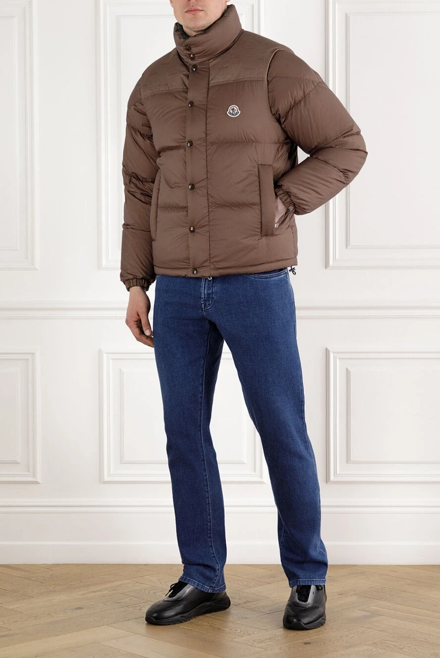 Moncler short down jacket verone double-sided brown men's 185393