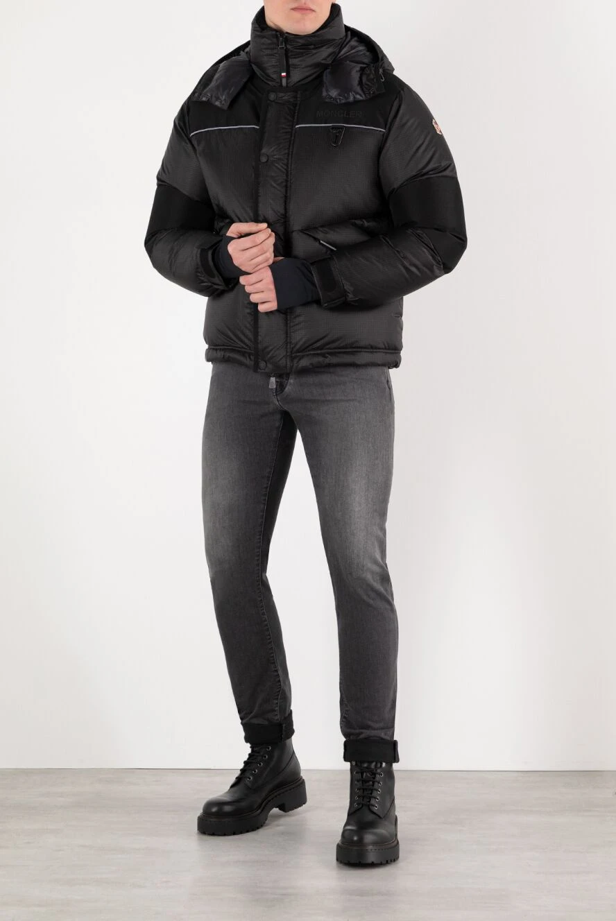Moncler куртка мужская черная с логотипом 185394 — Мужские куртки