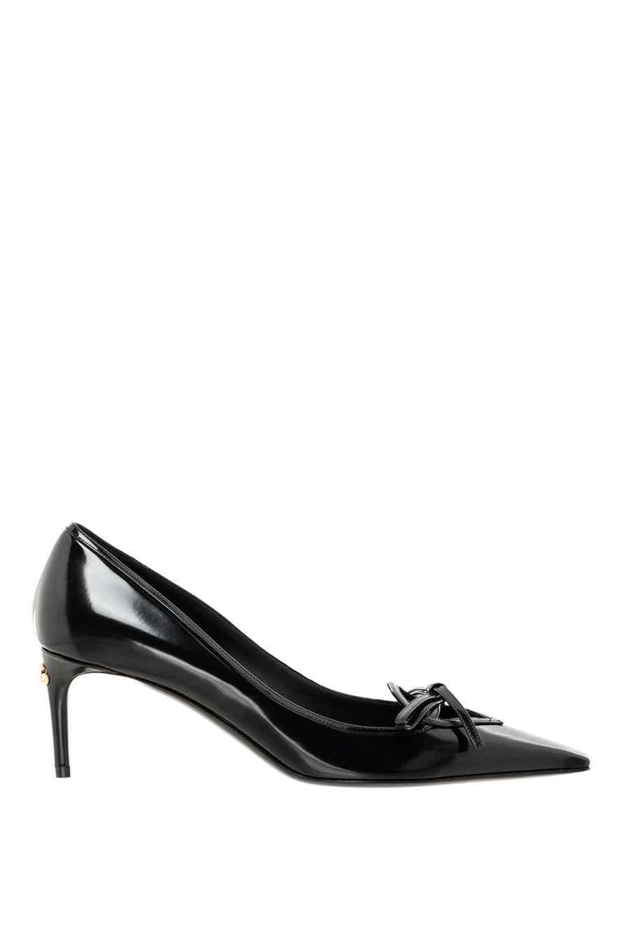 Dolce & Gabbana Black glossy calfskin pumps - decorative bow. 100% calfskin. Leather sole with logo. Heel height: 60mm heel with DG logo. Country of manufacture: Italy. Care: specialized cleaning - photo 1