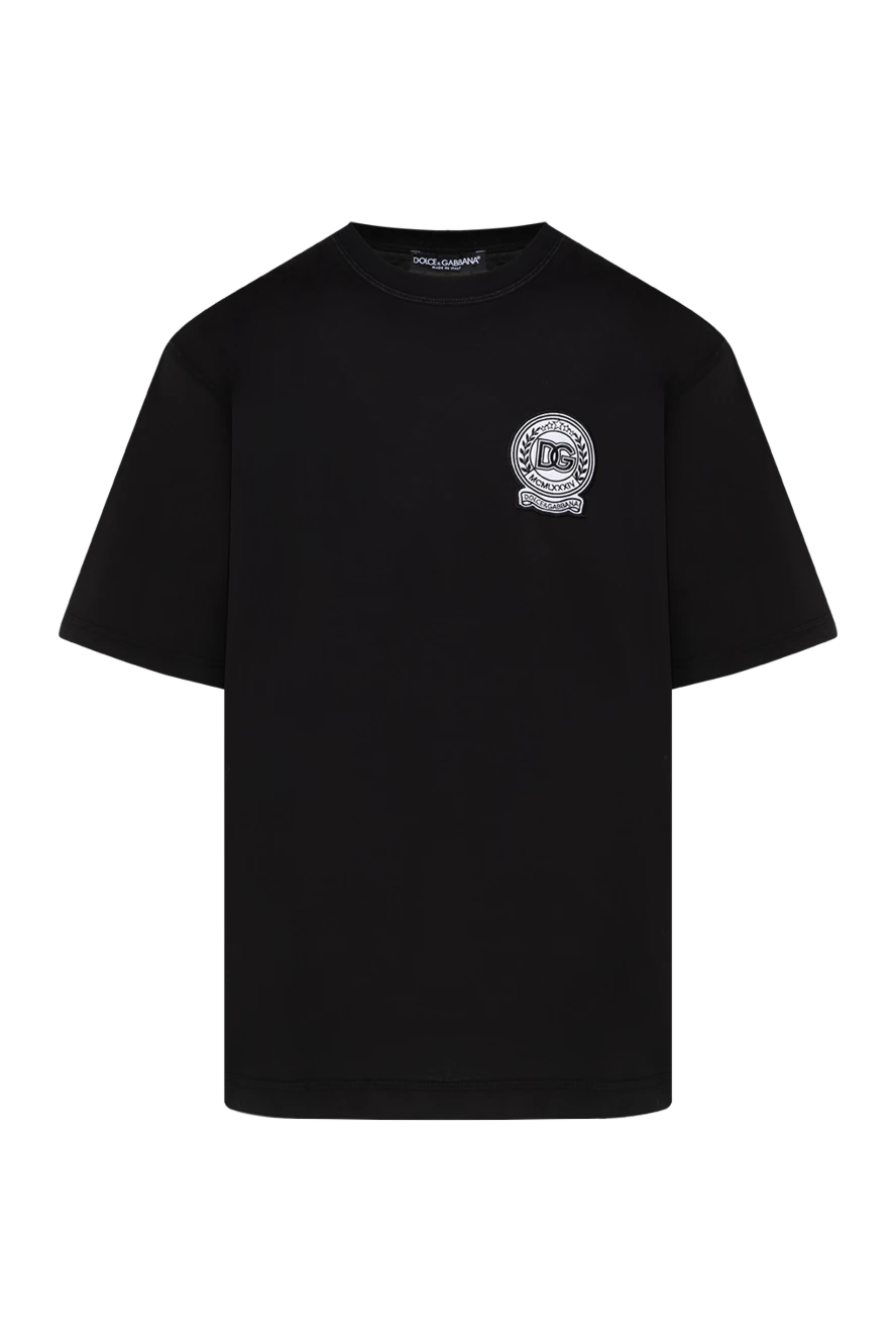 Dolce & Gabbana Men's black T-shirt with cotton logo - brand logo. 100% cotton. Country of manufacture: Italy. Care: specialized cleaning - photo 1