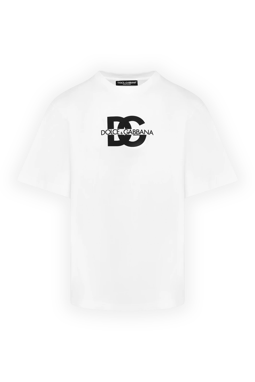 Dolce & Gabbana Men's white cotton T-shirt with logo - brand logo. 100% cotton. Country of manufacture: Italy. Care: specialized cleaning - photo 1