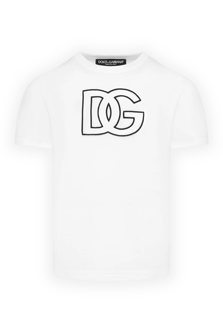 Dolce & Gabbana Men's white cotton T-shirt with logo - brand logo. 100% cotton. Country of manufacture: Italy. Care: specialized cleaning - photo 1