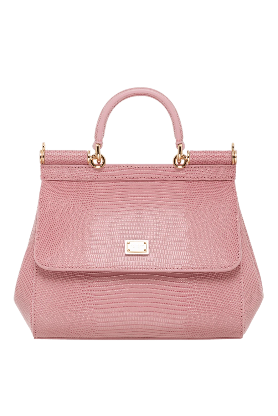 Dolce & Gabbana Pink Sicily medium size women's bag - branded plate with two types of galvanic coating, textured leather. 100% calfskin. Closure: double hidden magnet clasp. Size: 18.5 ? 20 ? 10 cm. Strap Length: Top handle and detachable, adjustable patent leather shoulder strap. Internal zip pocket with logo and smartphone pocket. Country of manufacture: Italy. Care: specialized cleaning - photo 1