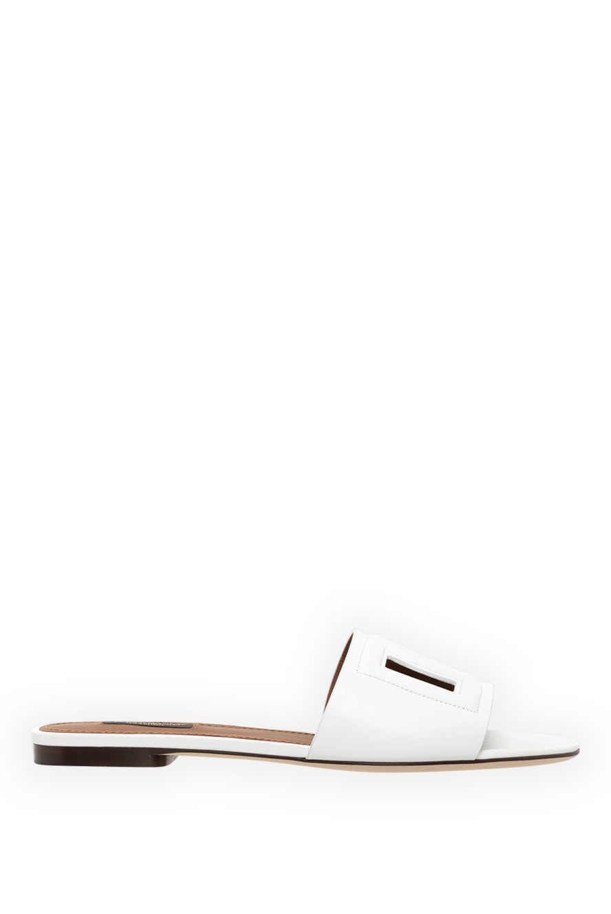 Dolce & Gabbana Calfskin slides with DG logo white - DG logo. 100% calfskin. leather with logo. Country of manufacture: Italy. Care: specialized cleaning - photo 1