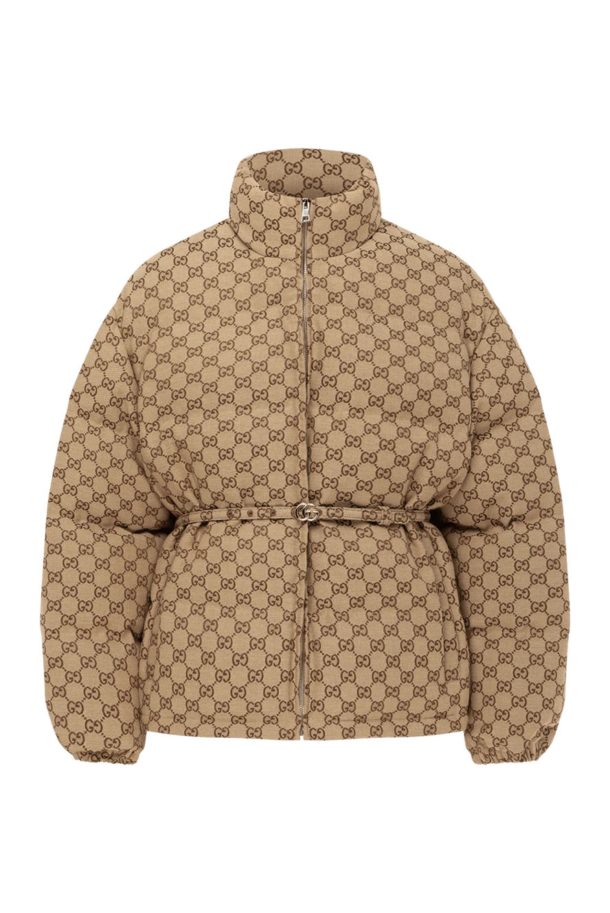 Gucci Women's down jacket GG with a belt, beige - GG ornament . belt. Original GG textiles . Closure: zipper. Dimensions: W 24 x H 14.5 x D 7 cm. open pocket inside. Country of manufacture: Italy. Care: specialized cleaning - photo 1