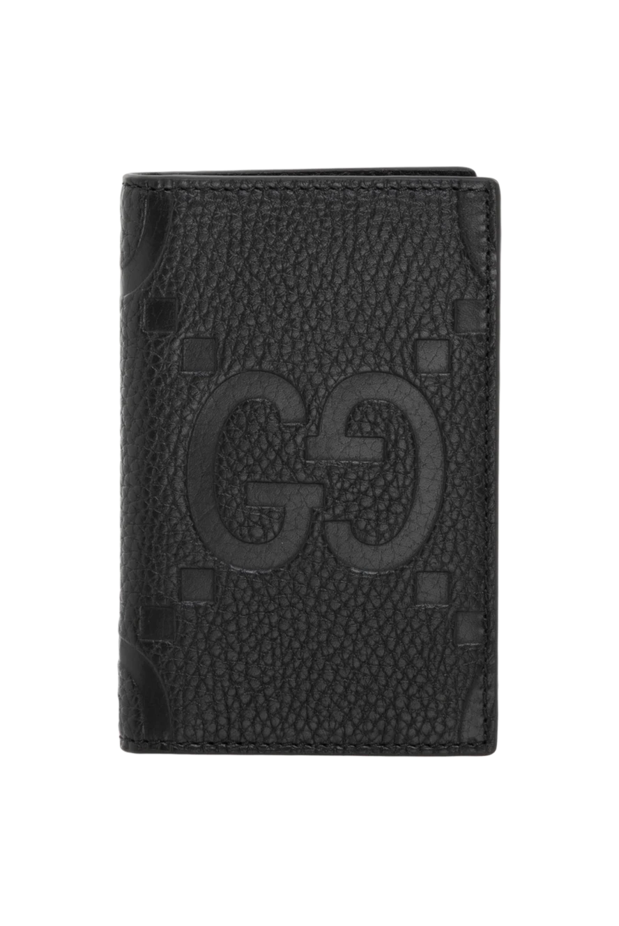 Gucci Black leather business card holder with GG logo - GG logo. 100% genuine leather. Country of manufacture: Italy. Care: specialized cleaning - photo 1