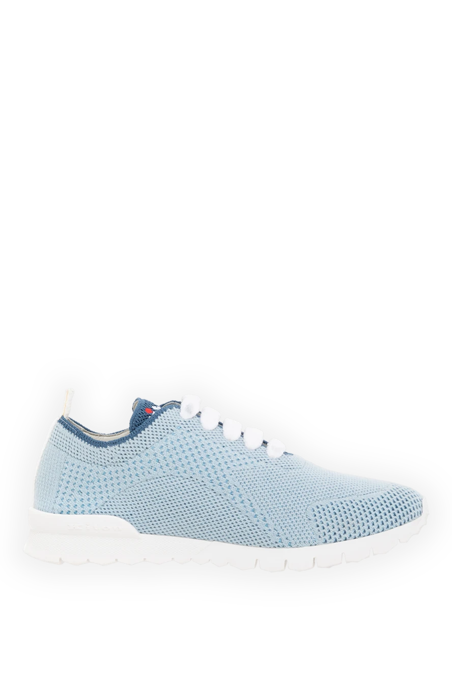 Kiton Light blue cashmere Fit sneakers - perforation, brand logo. 100% cashmere, calfskin. Closure: laces. rubber. Insole: Calfskin insole with elastodiene. Country of manufacture: Italy. Care: specialized cleaning - photo 1