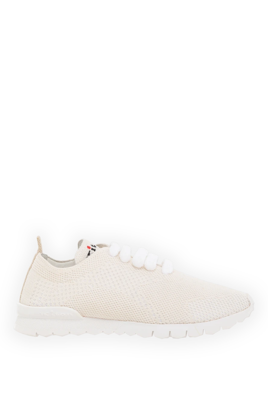 Kiton Women's white cashmere Fit sneakers - perforation, brand logo. 100% cashmere, calfskin. Closure: laces. rubber. Insole: Calfskin insole with elastodiene. Country of manufacture: Italy. Care: specialized cleaning - photo 1