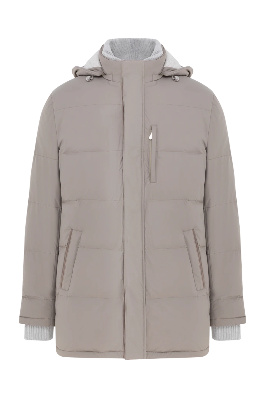 Enrico Mandelli Men's beige down jacket with hood - hood. 93% polyamide, 7% polyurethane. Closure: zipper. two side pockets, one chest pocket. Insulation: down. Country of manufacture: Italy. Care: specialized cleaning - photo 1