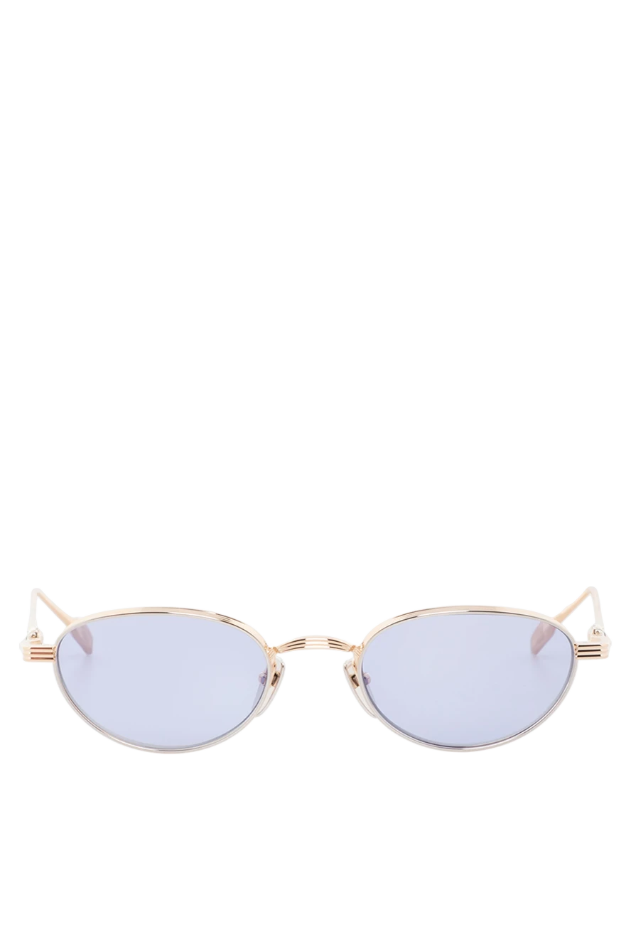 Chrome Hearts Солнцезащитные очки круглые золотые с голубыми стеклами - фирменная эмблема на дужках . метал. голубые. Страна производитель: США. Уход: специализированная чистка - фото 1