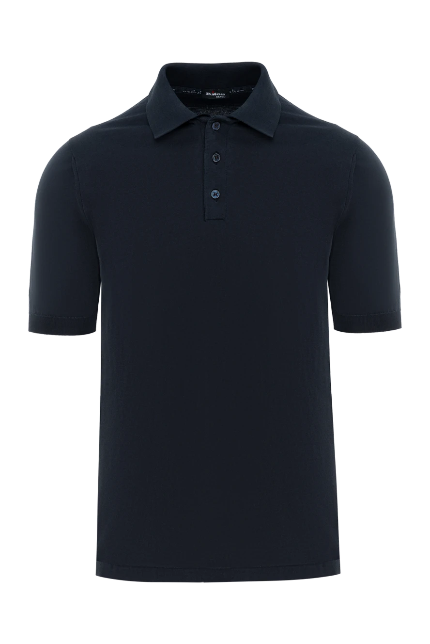Kiton Темно-синє трикотажне поло з бавовни на трьох гудзиках (уцінка) - 100% бавовна. гудзики. Країна виробник: Італія. Догляд: спеціалізоване чищення - фото 1