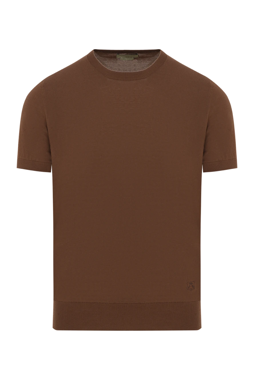 Corneliani Brown cotton jumper with short sleeves and wide elastic cuffs (markdown) - 100% cotton. Country of manufacture: Italy. Care: specialized cleaning - photo 1