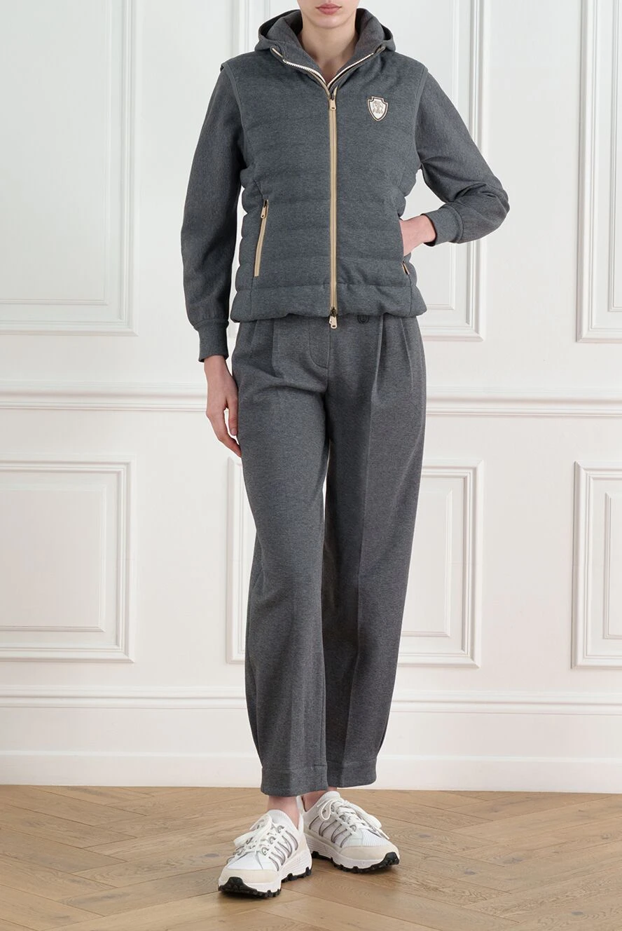 BRUNELLO CUCINELLI ワッフルニットフーディベスト Brunello Cucinelli серый пуховый жилет с логотипом женский 186788