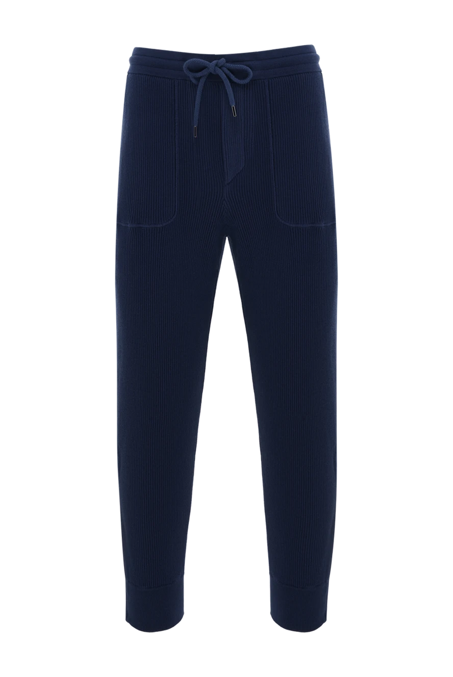 Brunello Cucinelli Ribbed cotton joggers for men blue - ribbed. 100% cotton. Closure: drawstring. two front pockets. Country of manufacture: Italy. Care: specialized cleaning - photo 1