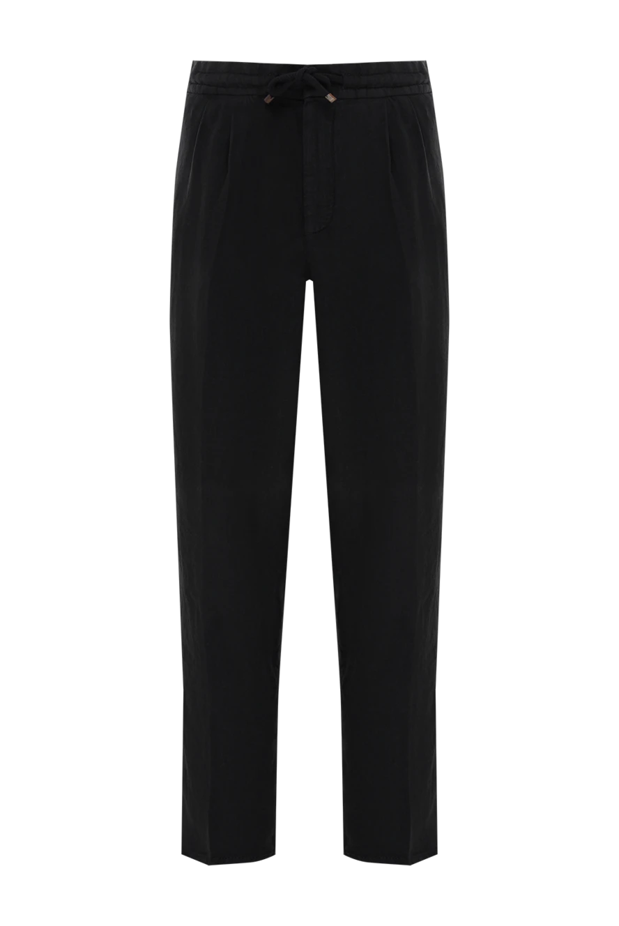 Brunello Cucinelli Black linen drawstring trousers - 100% linen. Closure: drawstring. two front pockets. Country of manufacture: Italy. Care: specialized cleaning - photo 1
