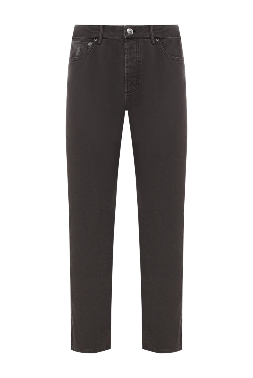 Brunello Cucinelli Men's classic cotton jeans, brown - brand logo. 99% cotton, 1% elastane. Closure: button, zipper. two side pockets, two back pockets. Country of manufacture: Italy. Care: specialized cleaning - photo 1