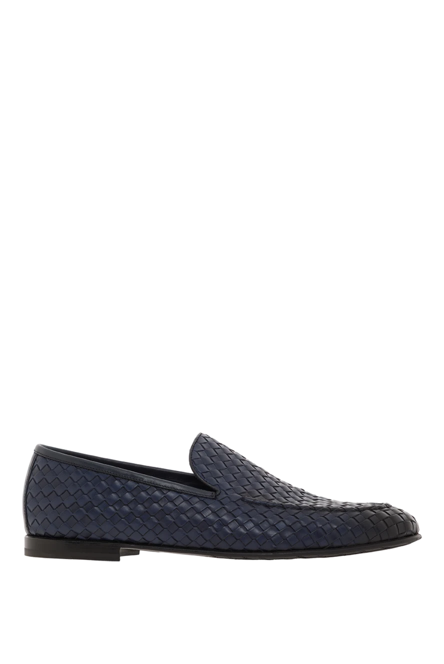 Barrett Плетені лофери сині чоловічі з натуральної шкіри - плетіння. 100% натуральна шкіра. шнурки. шкіряна підошва з гумовими вставками. Країна виробник: Італія. Догляд: спеціалізоване чищення - фото 1