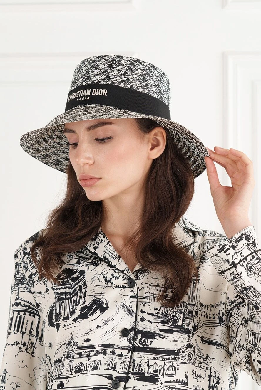 Dior large brim d-bobby hat black and white 187031 — Women hat