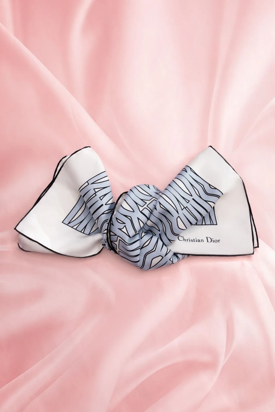Dior женский шелковый платок голубой с логотипом 187040 — Женские