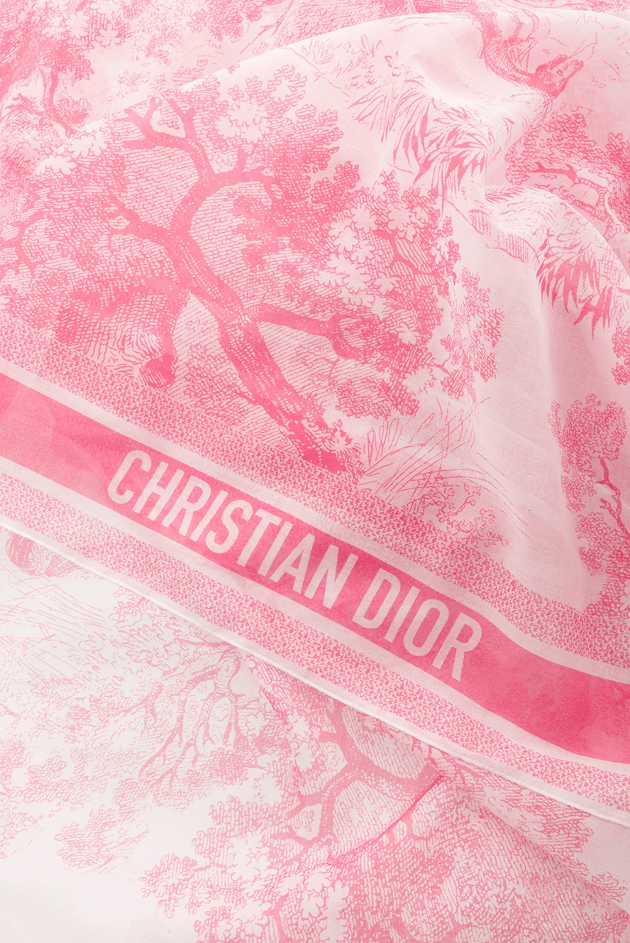 Dior women's pink cotton scarf with logo 187043 — Women scarves
