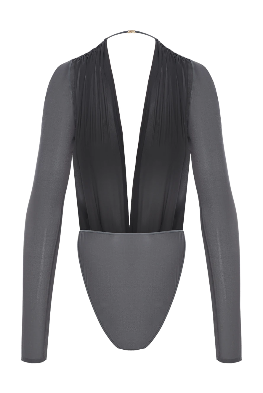 Saint Laurent dark gray elastic silk bodysuit 187113 — Women