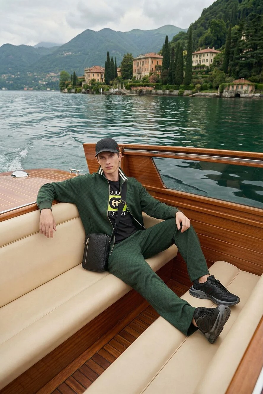 Gucci бейсболка із текстилю original gg чорна чоловіча 187298