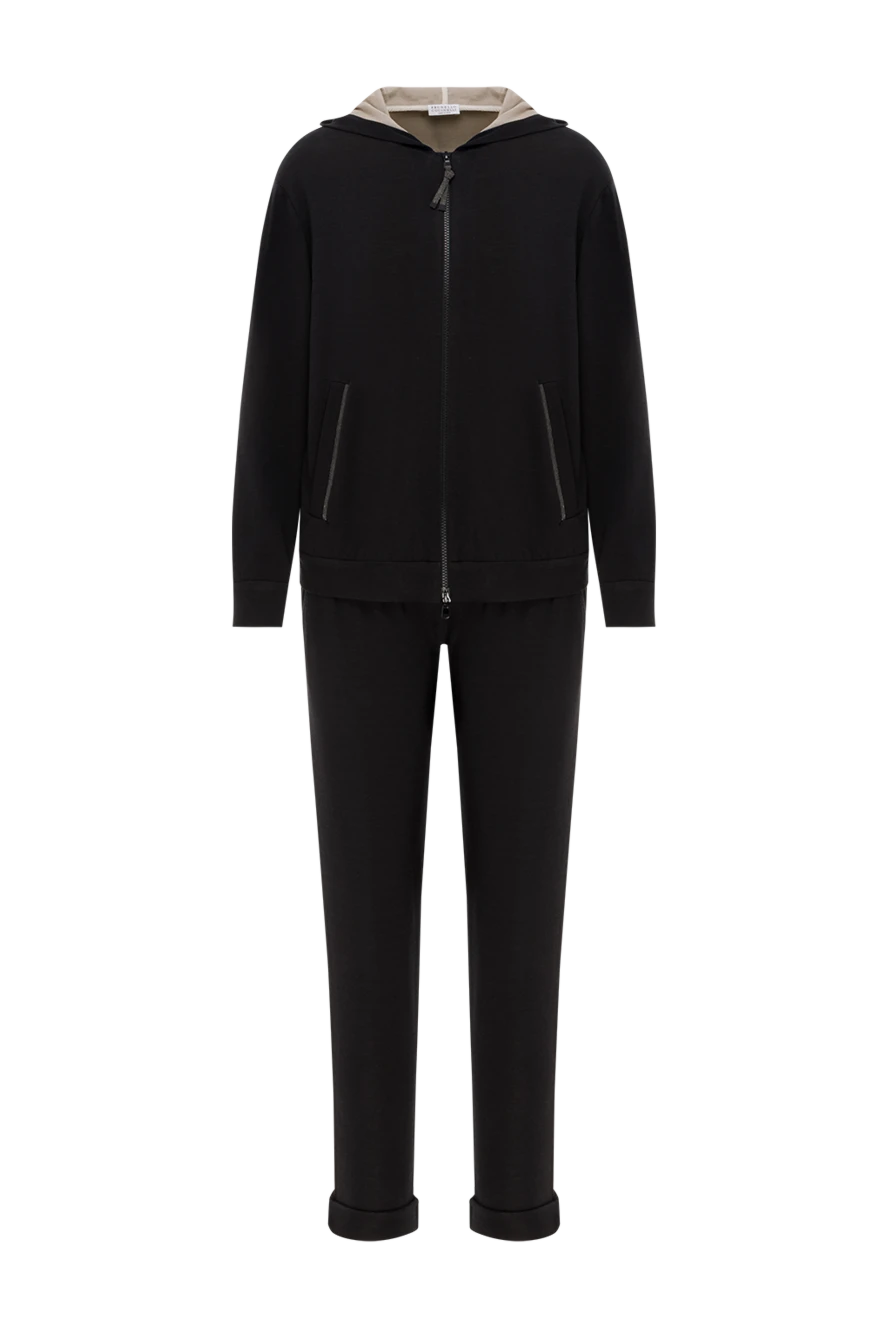 Brunello Cucinelli Спортивный костюм из хлопка и шелка с капюшоном черный - цепочка Мониль. капюшон. 67% хлопок, 31% шелк, 2% полиамид. молния. два боковых кармана. Страна производитель: Италия. Уход: специализированная чистка - фото 1