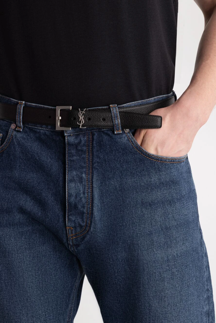 Saint Laurent tanned leather cassandre belt with adjustable square