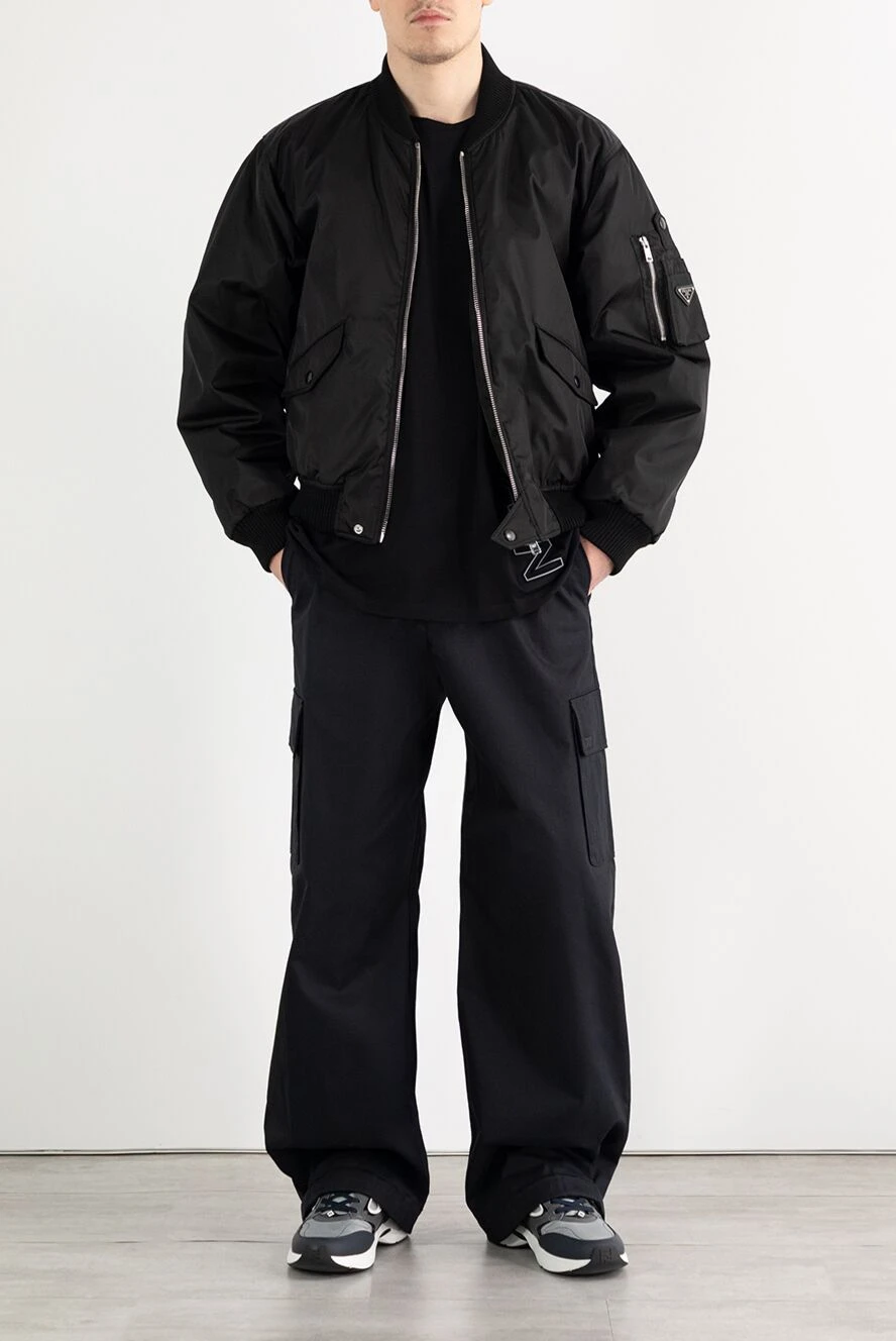 Prada men's black nylon bomber jacket 187398 — Men jackets