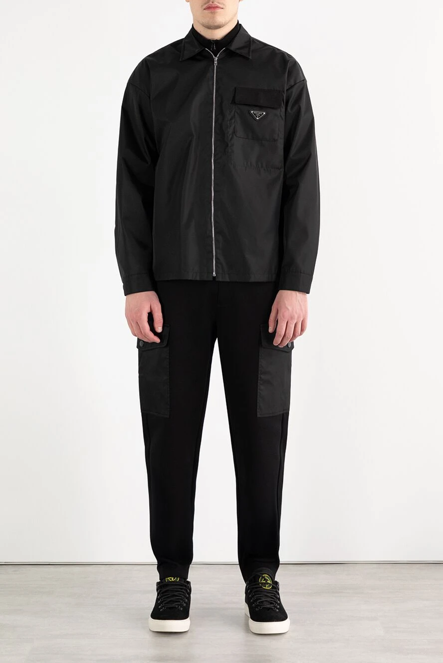 Prada men's black nylon jacket with logo 187400 — Men jackets