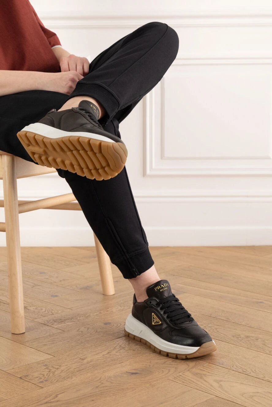 Prada prax 01 leather sneakers with comfortable rubber sole 187475