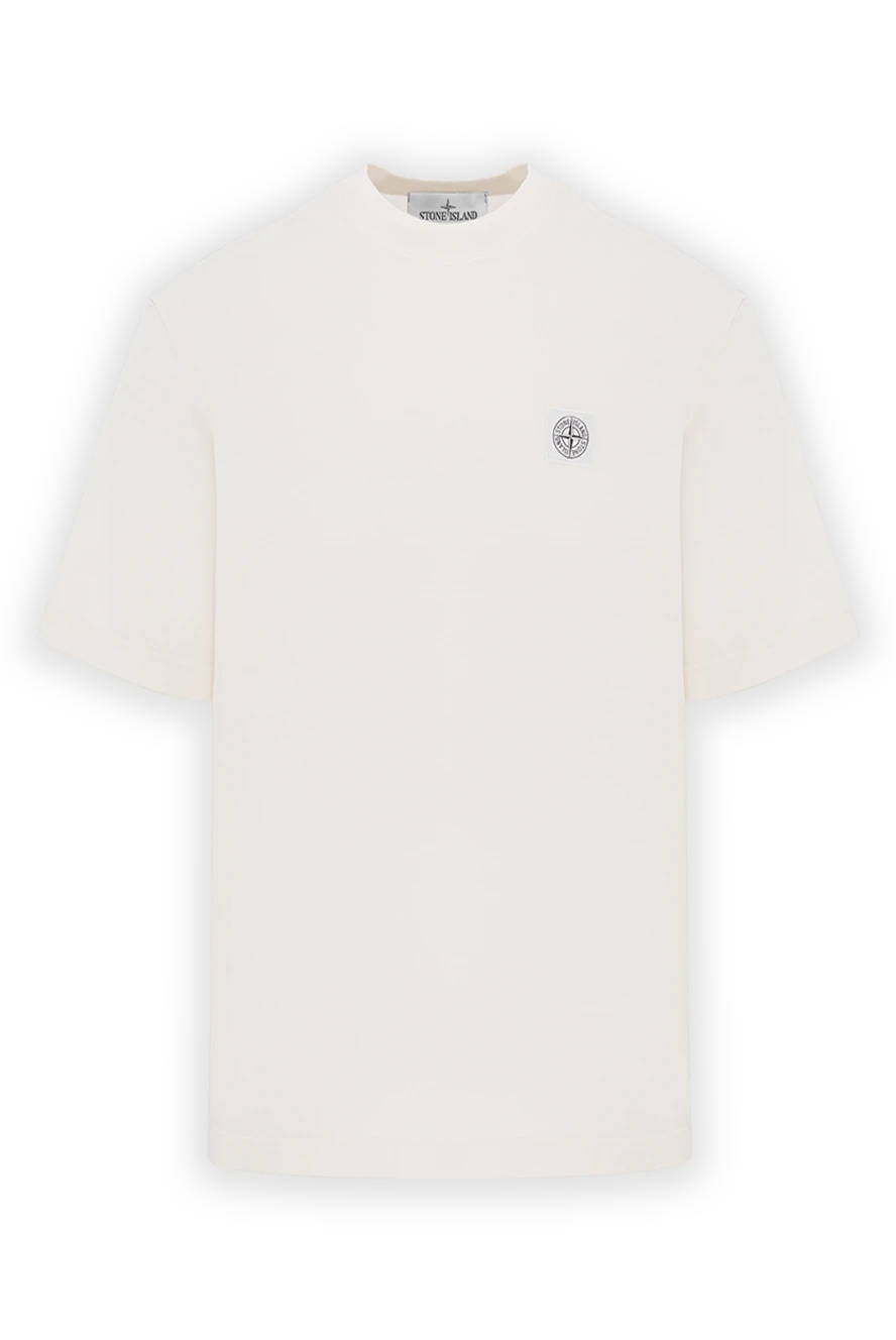 Stone Island White cotton jersey T-shirt with Compass patch - brand logo. 100% cotton. Country of manufacture: Italy. Care: specialized cleaning - photo 1