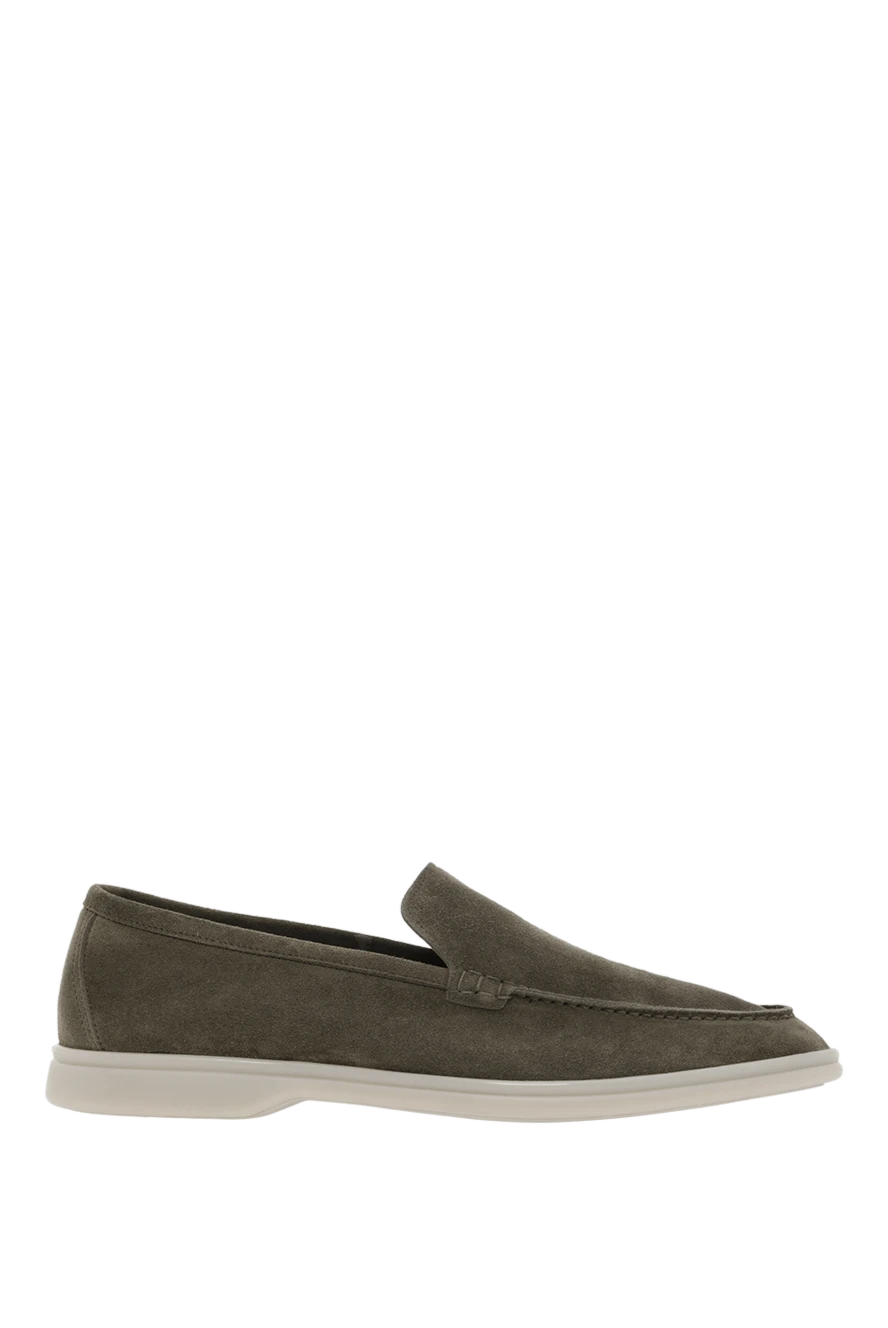 Cesare di Napoli Men's branded green leather loafers - contrast sole. 100% genuine leather. Country of manufacture: Italy. Care: specialized cleaning - photo 1