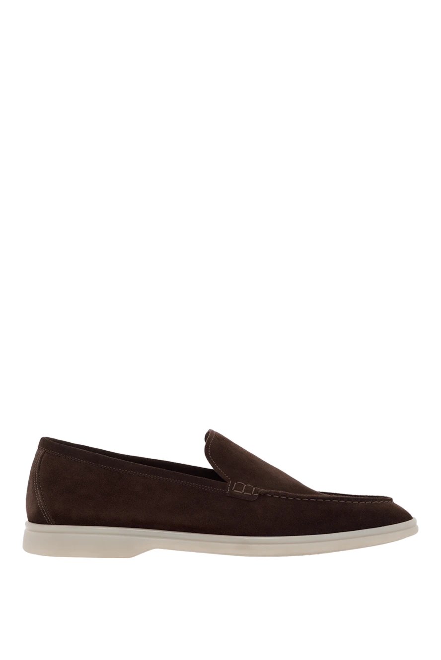 Cesare di Napoli Brown Italian men's loafers made of suede - contrast sole. 100% suede. Country of manufacture: Italy. Care: specialized cleaning - photo 1