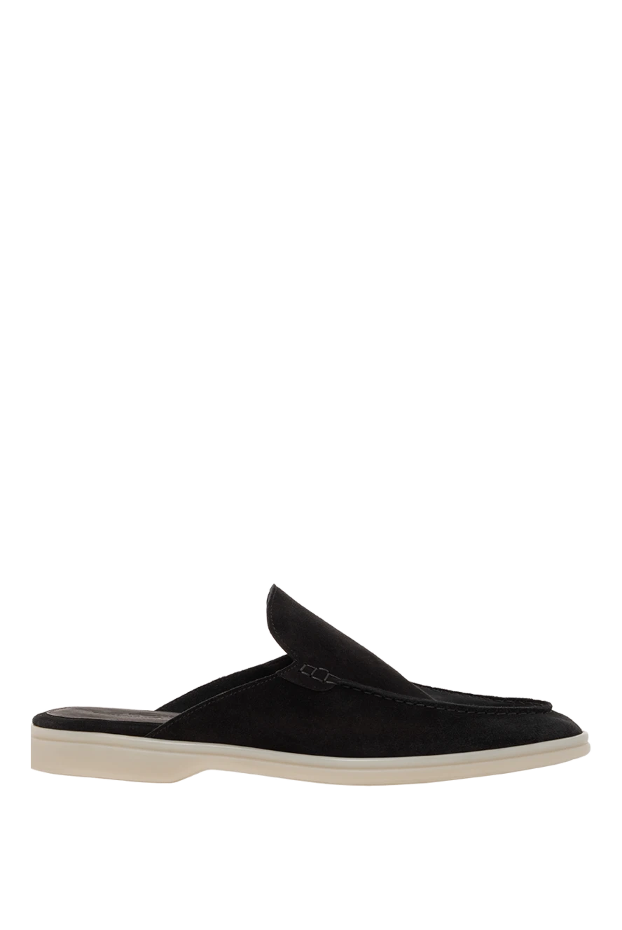 Cesare di Napoli Men's suede mules black - contrast sole. 100% suede. Country of manufacture: Italy. Care: specialized cleaning - photo 1