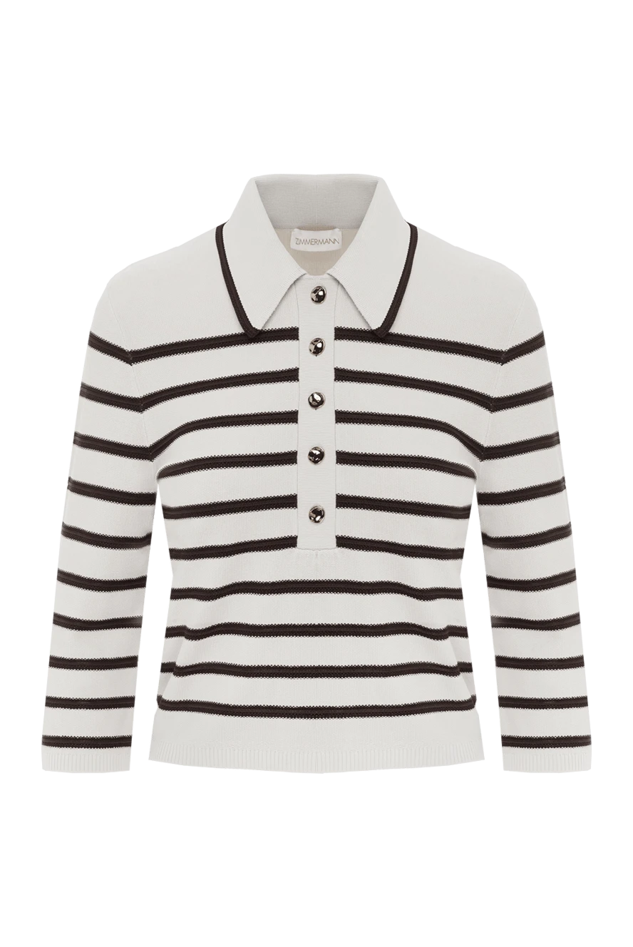 Zimmermann Поло с длинным рукавом Illuminate Stripe бежевого цвета в полоску - узор полоска. 87% вискоза, 12% полиамид, 1% эластан. пуговицы. Страна производитель: Австралия. Уход: специализированная чистка - фото 1