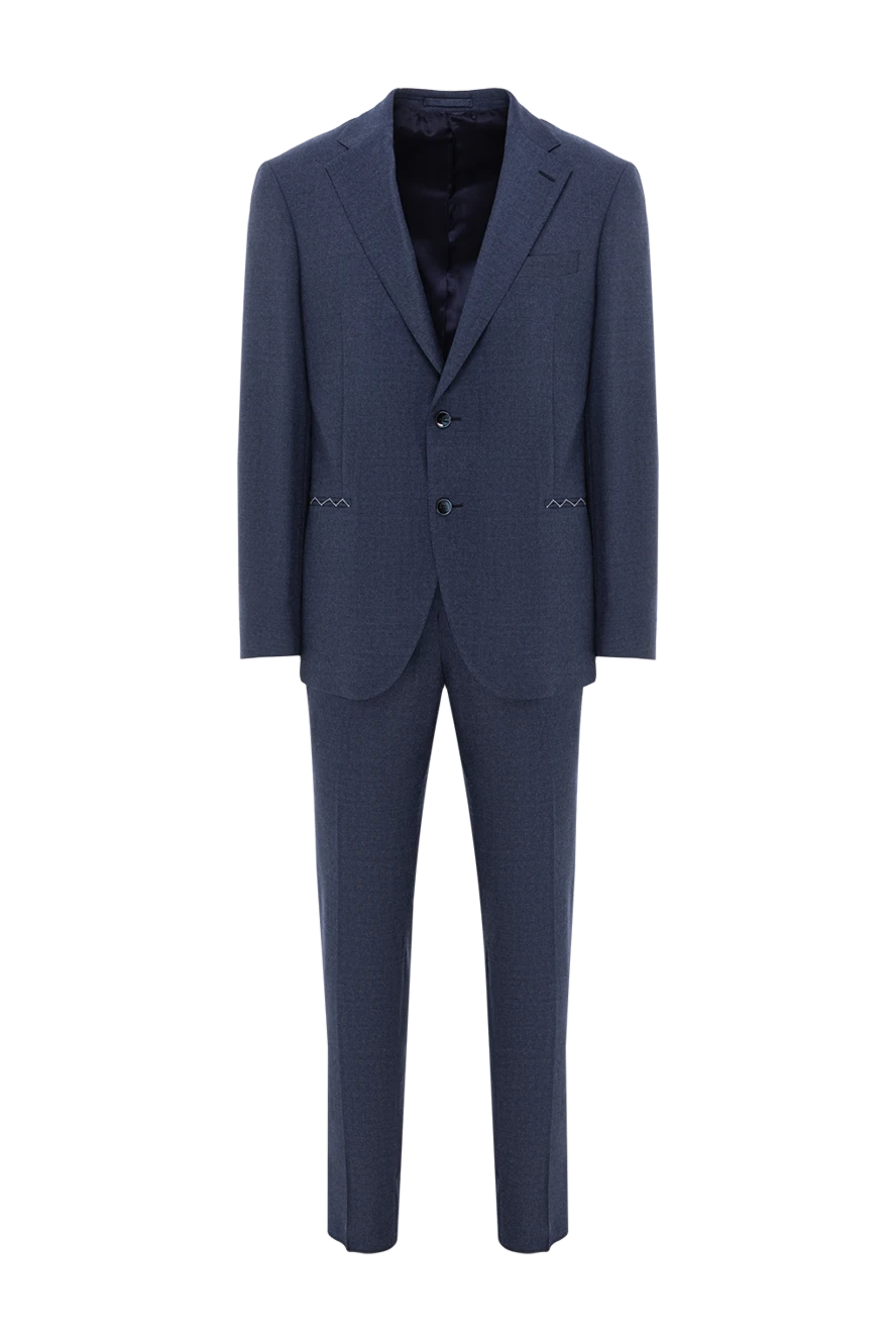 Lubiam Fine wool suit in blue with classic cut - 99% cotton, 1% elastane. Color: blue. buttons. two side pockets, one chest pocket. Country of manufacture: Italy. Care: specialized cleaning - photo 1