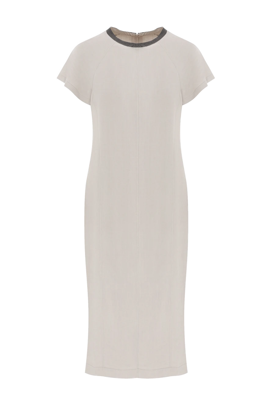 Brunello Cucinelli Fluid viscose-linen twill dress with elegant collar - Monil chain. 73% viscose, 27% linen. Country of manufacture: Italy. Care: specialized cleaning - photo 1