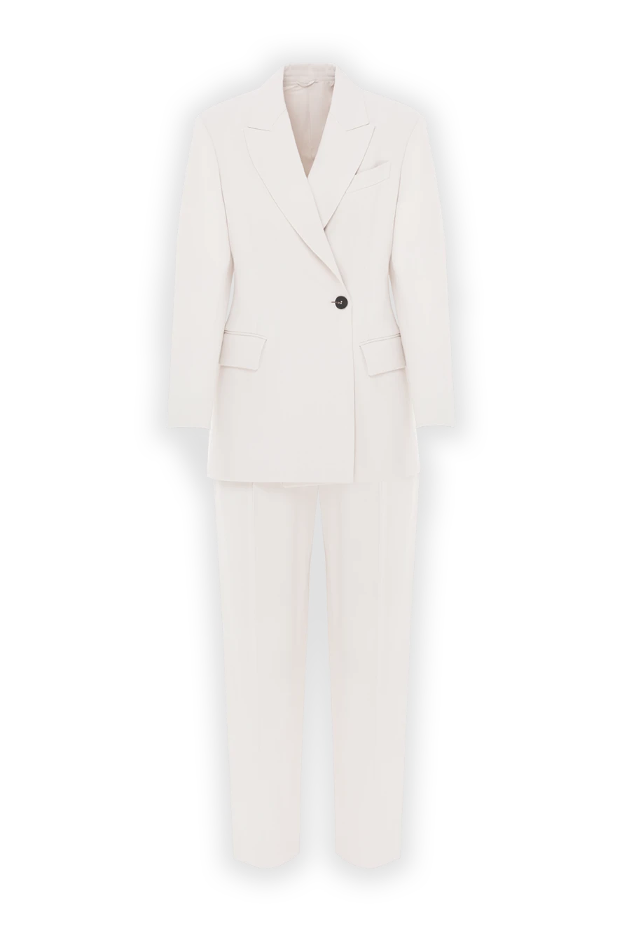Brunello Cucinelli Suit made of comfortable viscose twill couture with Monil chain beige - Monil chains. 98% viscose, 2% elastane. Closure: buttons. 2 side pockets. Country of manufacture: Italy. Care: specialized cleaning - photo 1