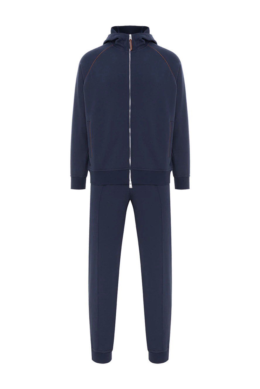 Brunello Cucinelli Blue cotton tracksuit with hood - hood. 48% cotton, 44% silk, 8% polyamide. Closure: zipper. Country of manufacture: Italy. Care: specialized cleaning - photo 1